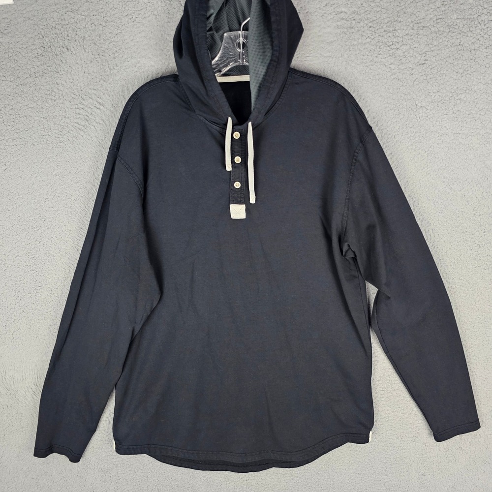 BYLT Hoodie Men XL Black Henley Long Sleeve Premium Basics XDC_LS_HNLY_HD_BLK